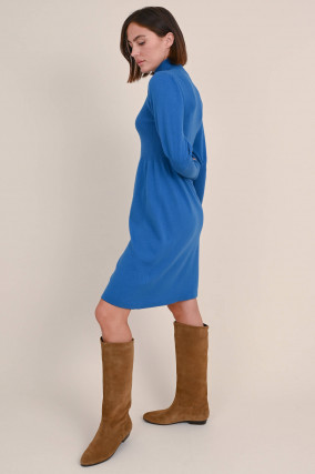 Strickkleid aus Wolle und Cashmere in Blau