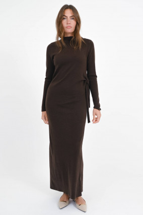 Maxi-Kleid mit Wickeldetail in Braun
