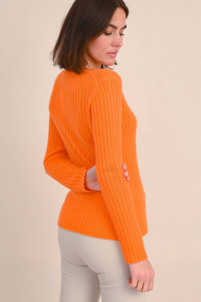 Cashmere Feinstrick Pullover in Orange