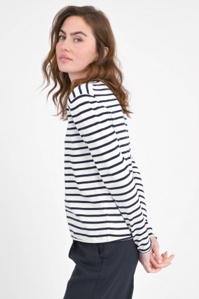 Gestreifter Pullover in Navy/Creme