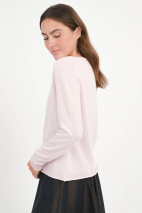 Cashmere-Pullover mit Rollsaum in Rosa