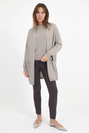 Cardigan aus Cashmere-Mix in Beige meliert