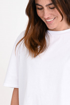 Boxy Fit Baumwoll-Shirt in Weiß