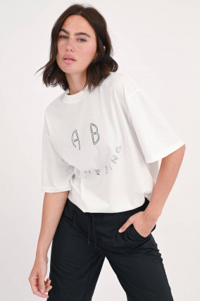 T-Shirt SMILEY in Ivory