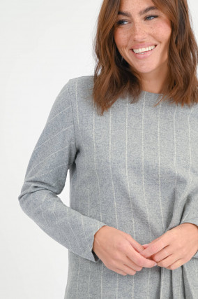Bluse mit Nadelstreifen in Grau/Creme