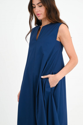 Kleid MANGO aus Baumwoll-Mix in Navy