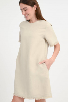 Kleid NICARAGUA mit Fransendetails in Sand
