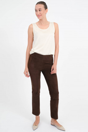 Velourslederhose ZARAGOZA in Dunkelbraun