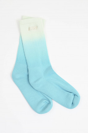 Hohe Socken mit Farbverlauf in Türkis/Weiß