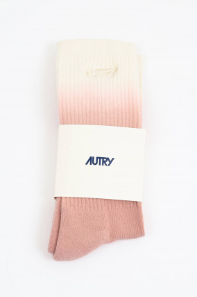  Hohe Socken mit Farbverlauf in Altrosa/Creme