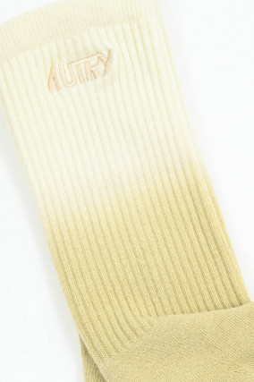  Hohe Socken mit Farbverlauf in Khaki/CremeCreme