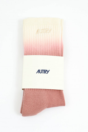  Hohe Socken mit Farbverlauf in Altrosa/Creme