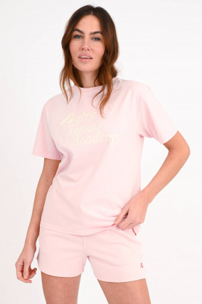 T-Shirt mit Frontprint in Rosa