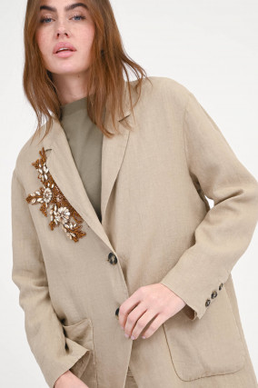Blazer aus Leinen mit Glitzersteinen in Avena