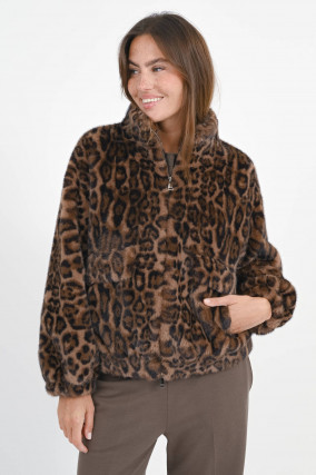 Bomberjacke MEOW in Braun/Schwarz/Beige