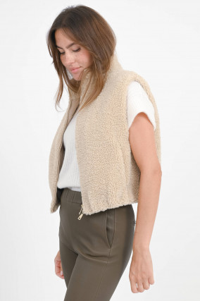 Teddyweste mit Zip in Hellbeige