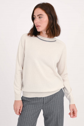 Cashmerepullover mit Molini-Detail in Creme