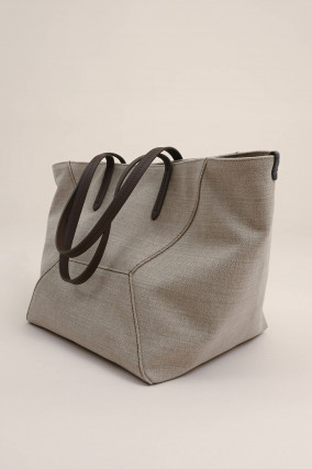 Shopper aus Canvas in Taupe