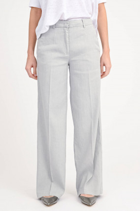Leinen-Baumwoll-Hose MIRA in Fumo