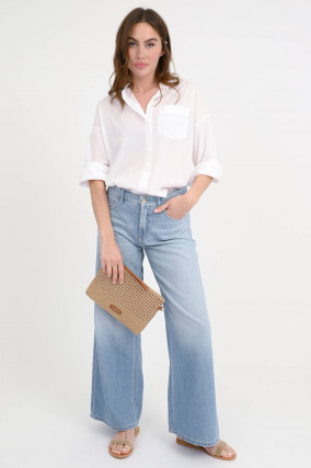 Wide-Leg Hose in Hellblau