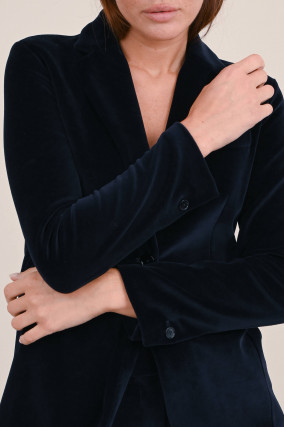 Blazer aus Samt in Navy