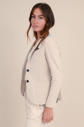 Einreihiger Jersey Blazer in Creme