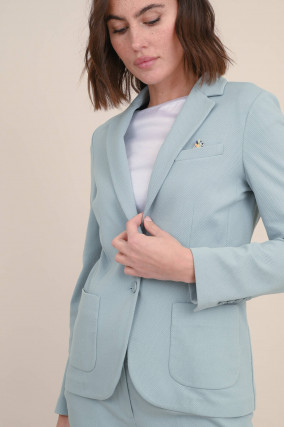 Taillierter Blazer mit Struktur in Graublau