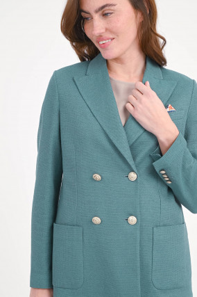 Doppelreihiger Blazer aus Leinen-Mix in Sardine