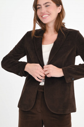 Taillierter Blazer aus Samt in Chocolate