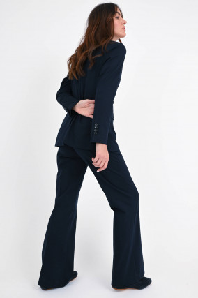 Flared Hose aus Jersey in Navy