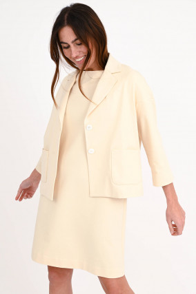 Loose Fit Jersey Jacke in Creme