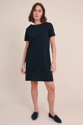 Kurzarm Jersey-Kleid in Navy