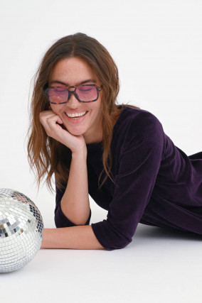 Samt-Kleid mit 3/4 Arm in Ultra Violet