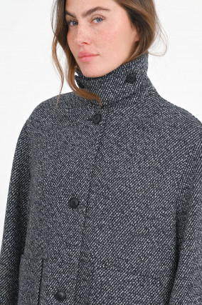 Mouliné-Kurzmantel in Grey Heather