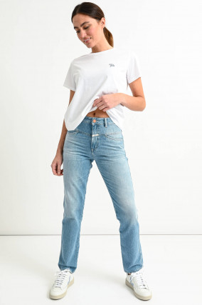 Jeans mit Used-Effekt in Hellblau