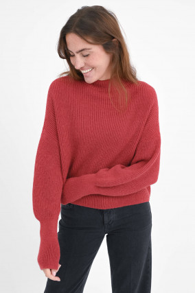 Strickpullover mit Alpaka Anteil in Cherry Red