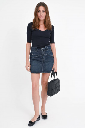 Jeansrock mit dekorativen Nähten in Dark Blue