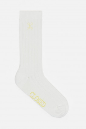 Hohe Socken mit Logo-Detail in Ivory/Gelb