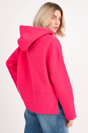 Hoodie mit Logo-Stickung in Hot Pink