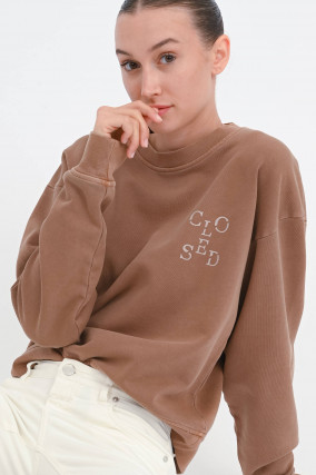 Sweatshirt mit Closed-Print in Mocha Brown