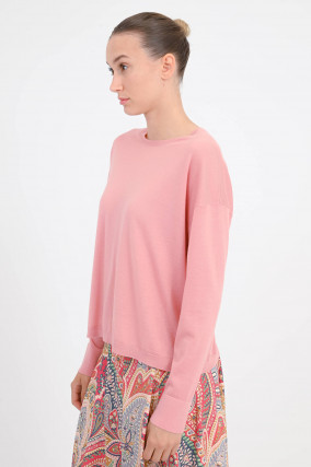 Pullover aus Woll-Seide-Mix in Peony Pink