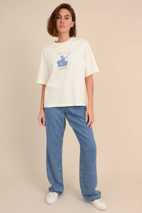 Oversize T-Shirt mit Aufdruck in Natur