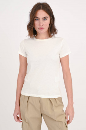 Baumwoll-Shirt mit Rundhalsausschnitt in Ivory