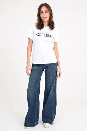 T-Shirt CLOSED in Weiß/Schwarz