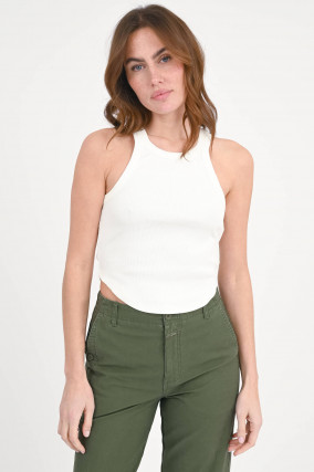 Cropped Racer Top in Creme