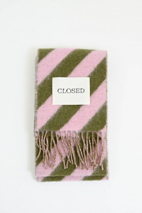 Gestreifter Schal in Candy Pink/Oliv
