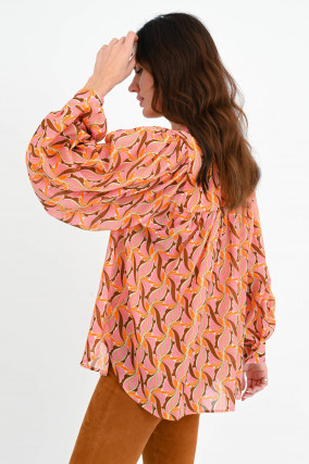 Bluse LOTOS in Orange/Rosa gemustert