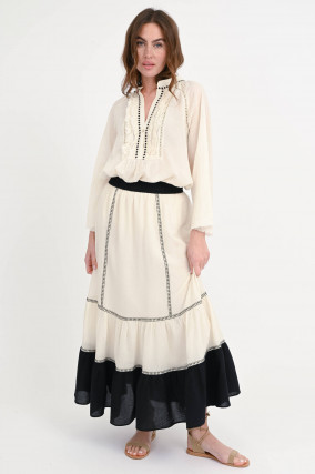 Rock ERATO mit Kontrast-Details in Creme/Black
