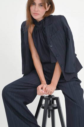 Blazer mit Nadelstreifen in Navy/Weiß