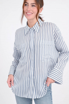 Gestreifte Oversize-Bluse in Blau/Weiß